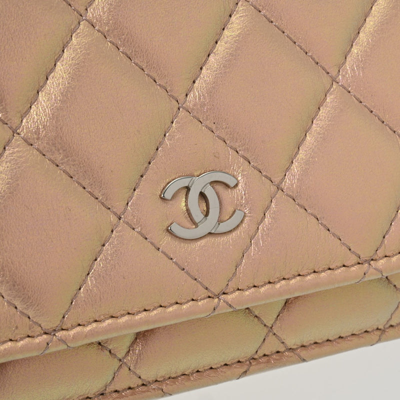 CHANEL シャネル マトラッセ チェーンウォレット  メタリックピンク A33814 レディース ラムスキン ショルダーバッグ Aランク 中古 銀蔵