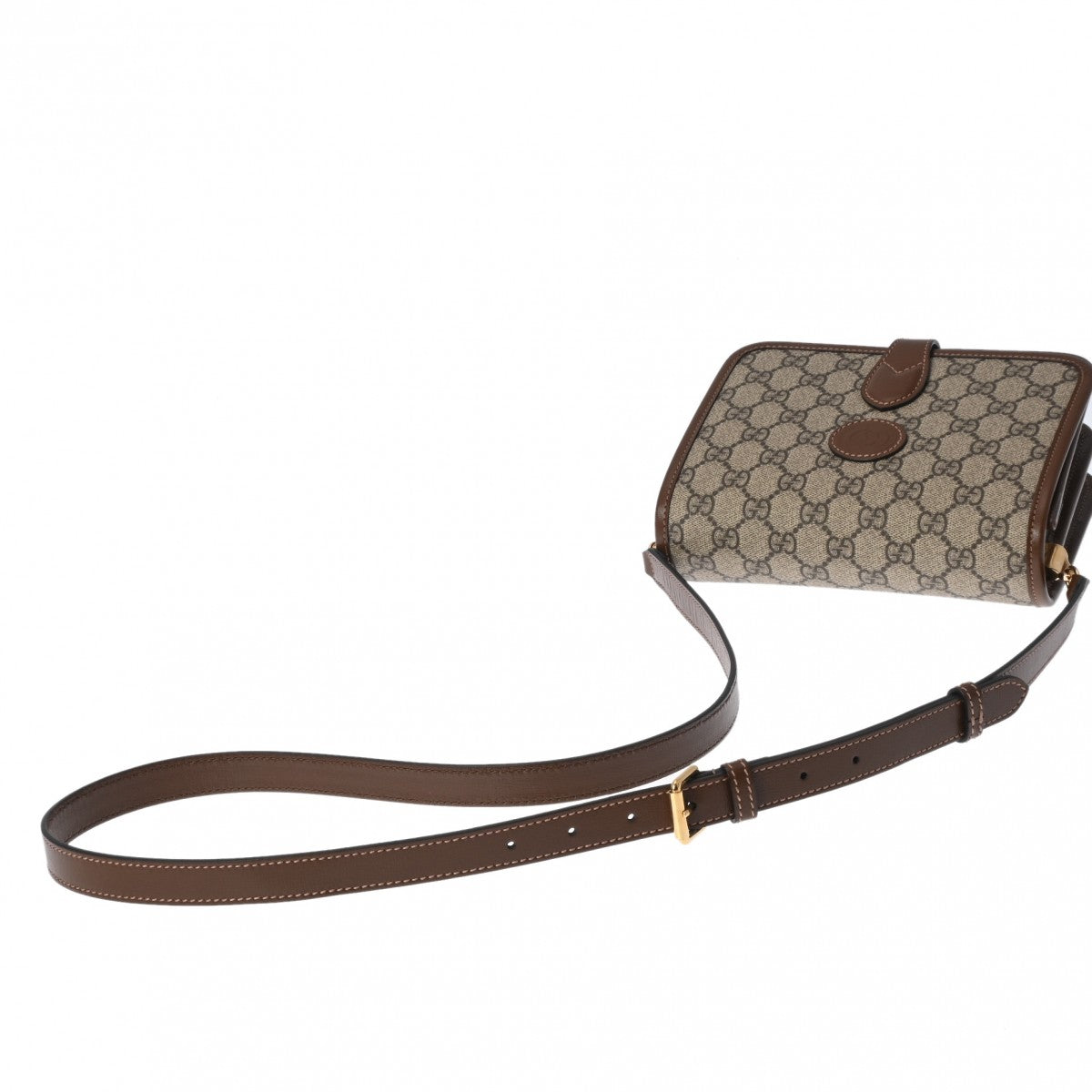 GUCCI グッチ インターロッキングG ミニ ベージュ/ブラウン 671620 レディース GGスプリームキャンバス レザー ショルダーバッグ 新同  中古 - 新品で購入