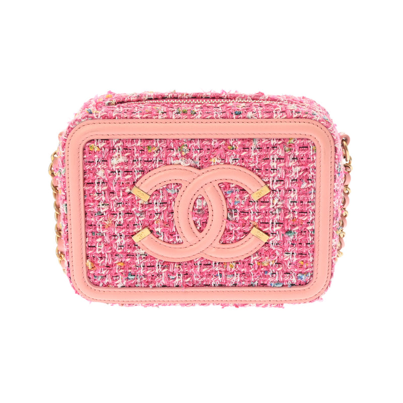 CHANEL シャネル CCフィグリー ミニチェーンショルダー ピンク ゴールド金具 A84452 レディース ツイード ショルダーバッグ Aランク 中古 銀蔵