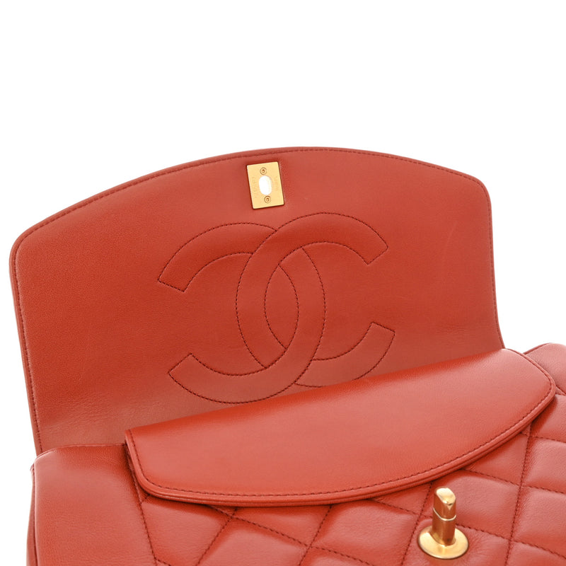 CHANEL シャネル ダイアナ チェーンショルダー 28cm ブラウン ゴールド金具 レディース ラムスキン ショルダーバッグ Aランク 中古 銀蔵