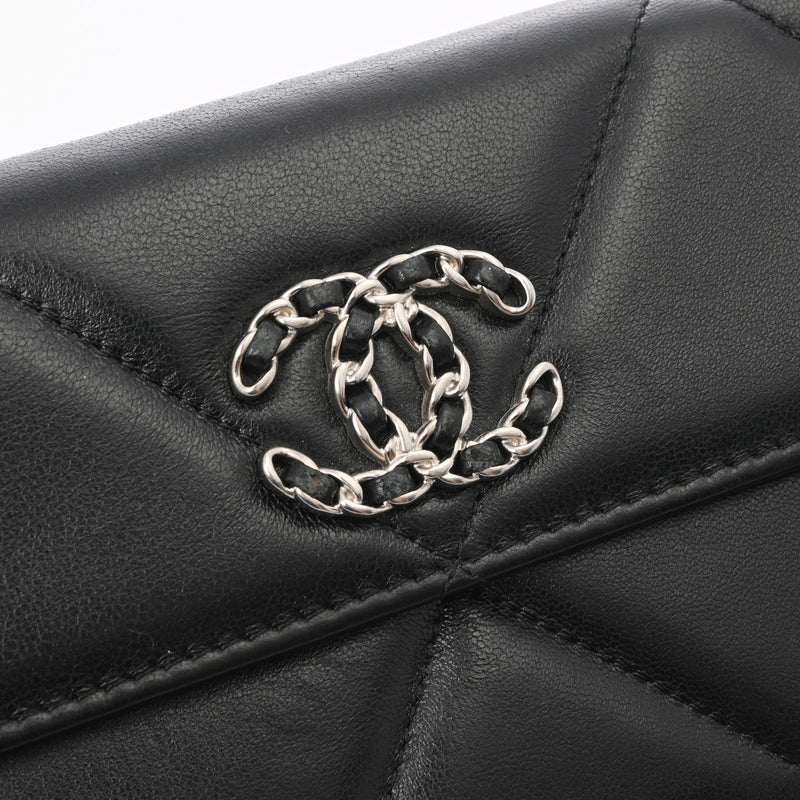 CHANEL シャネル シャネル19 フラップウォレット 黒 シルバー金具 AP0955 レディース ラムスキン 長財布 Aランク 中古 銀蔵