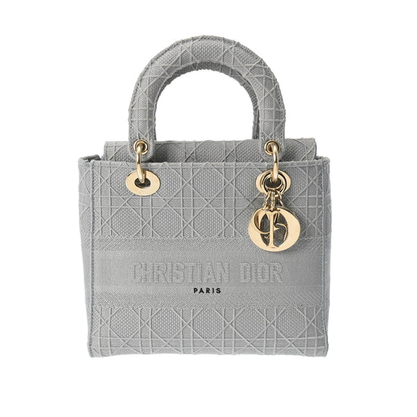 CHRISTIAN DIOR クリスチャンディオール LADY D-LITE グレー M0565OREY レディース キャンバス ハンドバッグ Aランク 中古 銀蔵