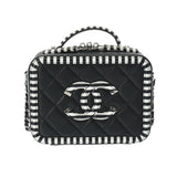 CHANEL シャネル CCフィグリー  バニティチェーンショルダー ブラック/ホワイト レディース キャビアスキン ショルダーバッグ Aランク 中古 銀蔵