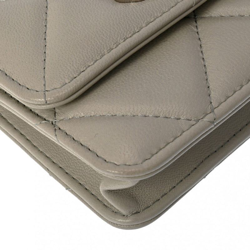 CHANEL シャネル シャネル19 チェーン コインパース グレー レディース ラムスキン コインケース Aランク 中古 銀蔵