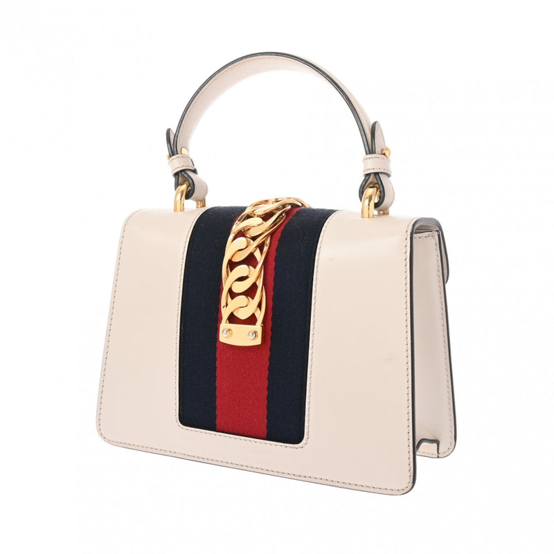 GUCCI グッチ シルヴィ フラワーエンブロイダリー ホワイト 470270 レディース レザー キャンバス ハンドバッグ Bランク 中古 銀蔵