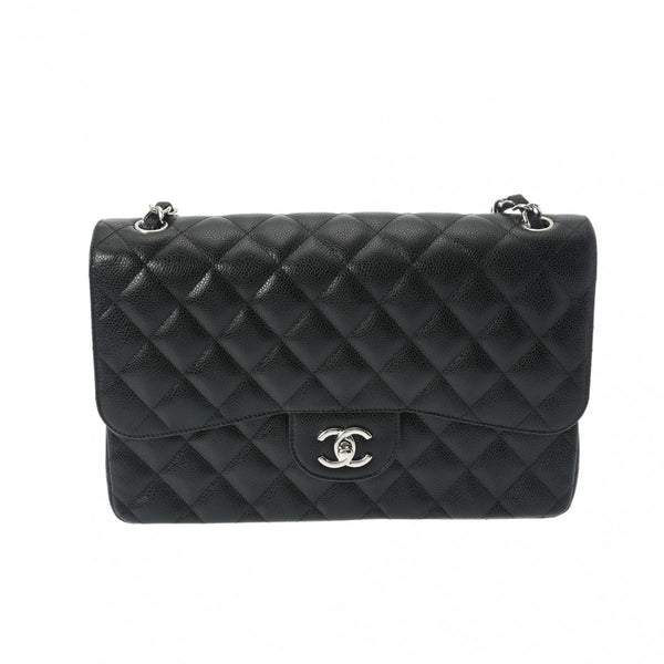 CHANEL シャネル マトラッセ チェーンショルダー Wフラップ 30cm 黒 A58600 レディース キャビアスキン ショルダーバッグ Aランク 中古 銀蔵