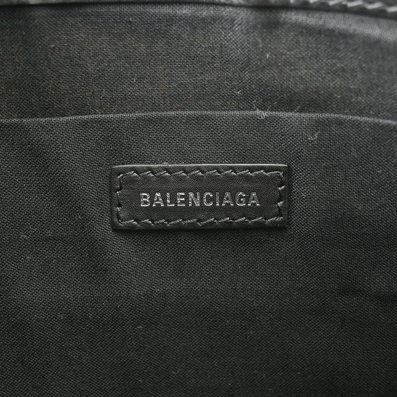 BALENCIAGA バレンシアガ ネイビークリップ M ナチュラル/ブラック シルバー金具 420407 ユニセックス キャンバス レザー クラッチバッグ ABランク 中古 銀蔵