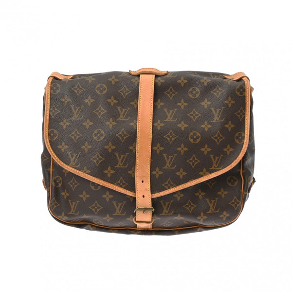 LOUIS VUITTON ルイヴィトン モノグラム ソミュール 35 ブラウン M42254 レディース モノグラムキャンバス ショルダーバッグ Bランク 中古 銀蔵