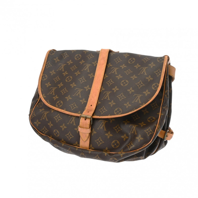 LOUIS VUITTON ルイヴィトン モノグラム ソミュール 35 ブラウン M42254 レディース モノグラムキャンバス ショルダーバッグ Bランク 中古 銀蔵