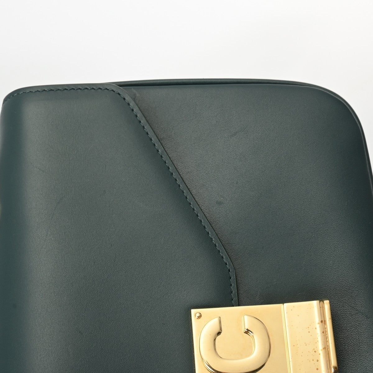 セリーヌミディアムC チェーンショルダー ダークグリーン ゴールド金具