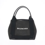 BALENCIAGA バレンシアガ ネイビーカバス XS 2WAY 黒 390346 レディース キャンバス/レザー ハンドバッグ Bランク 中古 銀蔵