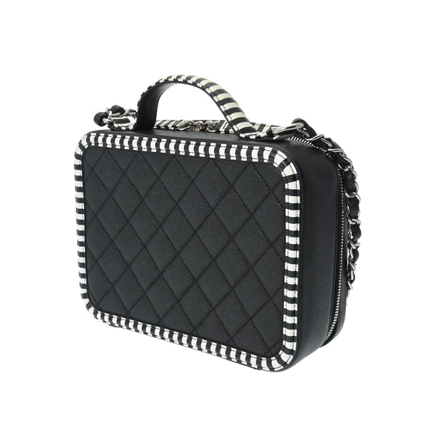 CHANEL シャネル CCフィリグリー チェーンバニティバッグ 黒/白 A93343 レディース キャビアスキン 2WAYバッグ ABランク 中古 銀蔵