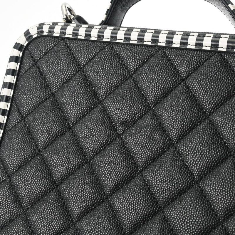 CHANEL シャネル CCフィリグリー チェーンバニティバッグ 黒/白 A93343 レディース キャビアスキン 2WAYバッグ ABランク 中古 銀蔵