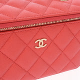 CHANEL シャネル マトラッセ チェーン ヴァニティ  ピンクオレンジ AP1341 レディース キャビアスキン ショルダーバッグ Aランク 中古 銀蔵