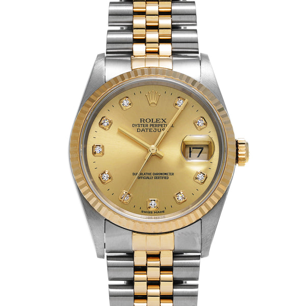 ROLEX ロレックス デイトジャスト 10Pダイヤ 16233G メンズ 腕時計 自動巻き Aランク 中古 銀蔵