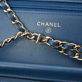 CHANEL シャネル CCフィグリーミニ チェーンショルダー ブルー ゴールド金具 A84451 レディース キャビアスキン ショルダーバッグ Aランク 中古 銀蔵