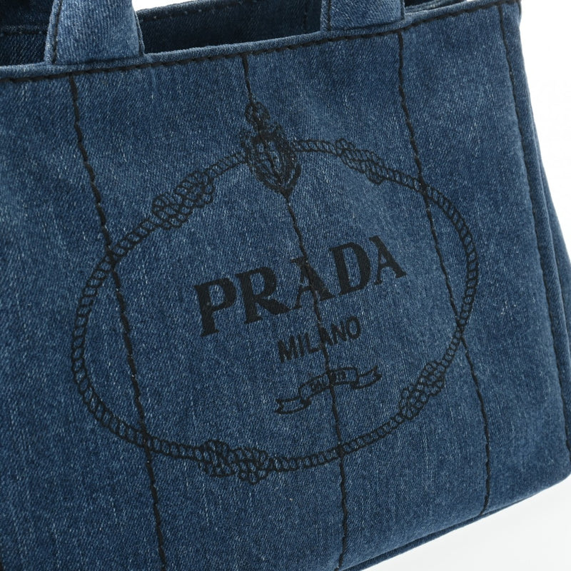 PRADA プラダ カナパ ミニ 2WAY デニムブルー 1BG439 レディース キャンバス トートバッグ ABランク 中古 銀蔵