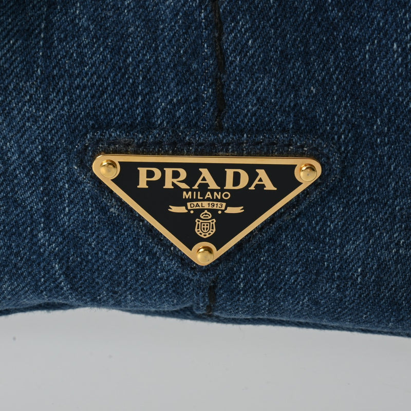 PRADA プラダ カナパ ミニ 2WAY デニムブルー 1BG439 レディース キャンバス トートバッグ ABランク 中古 銀蔵