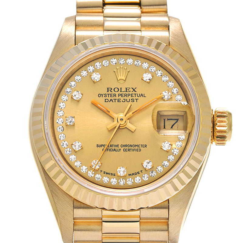 ROLEX ロレックス デイトジャスト 10P/ストリングダイヤ 69178G レディース 腕時計 自動巻き Aランク 中古 銀蔵