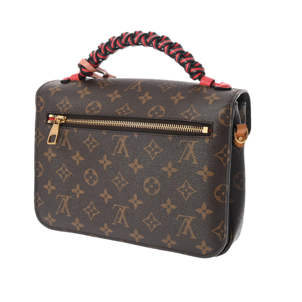 LOUIS VUITTON ルイヴィトン モノグラム ポシェットメティス MM 2WAY ブラウン レッド M44668 レディース モノグラムキャンバス ハンドバッグ ABランク 中古 銀蔵