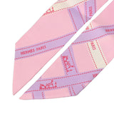 HERMES エルメス ツイリー BOLDUC リボン柄 ピンク/パープル/ホワイト レディース シルク100％ スカーフ Bランク 中古 銀蔵