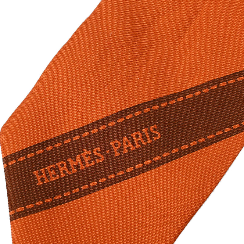 HERMES エルメス ツイリー BOLDUC リボン柄 オレンジ/ブラウン レディース シルク100％ スカーフ ABランク 中古 銀蔵