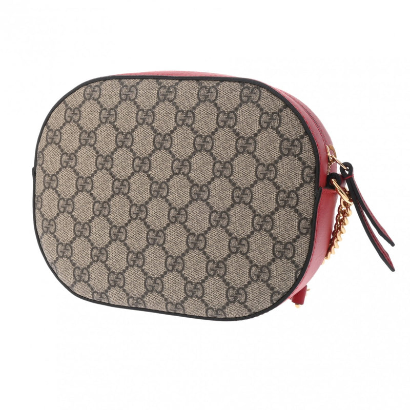 GUCCI グッチ GGスプリーム チェーンショルダー ホリデーコレクション グレージュ系/レッド 409535 レディース PVC/カーフ ショルダーバッグ Aランク 中古 銀蔵