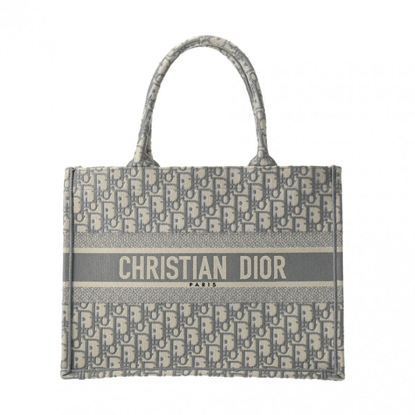 CHRISTIAN DIOR クリスチャンディオール ブックトート ミディアム オブリーク グレー レディース キャンバス ハンドバッグ Aランク 中古 銀蔵