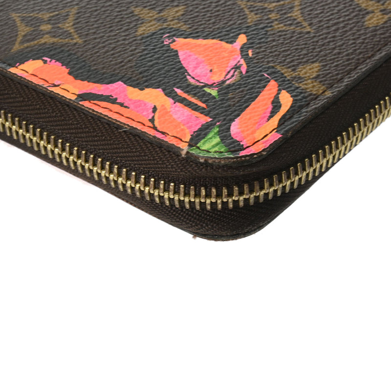 LOUIS VUITTON ルイヴィトン モノグラムローズ ジッピーウォレット ブラウン M93759 レディース レザー 長財布 Bランク 中古 銀蔵