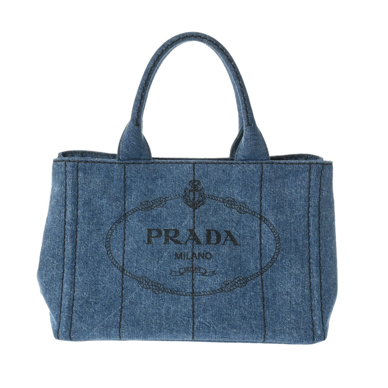 PRADA プラダ カナパ ミニトート 2WAY  ブルー 1BG439 レディース デニム ハンドバッグ Aランク 中古 銀蔵