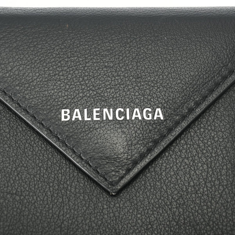 BALENCIAGA バレンシアガ ペーパー コンパクトウォレット 黒 637450 レディース レザー 三つ折り財布 ABランク 中古 銀蔵