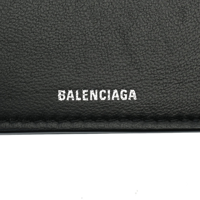 BALENCIAGA バレンシアガ ペーパー コンパクトウォレット 黒 637450 レディース レザー 三つ折り財布 ABランク 中古 銀蔵