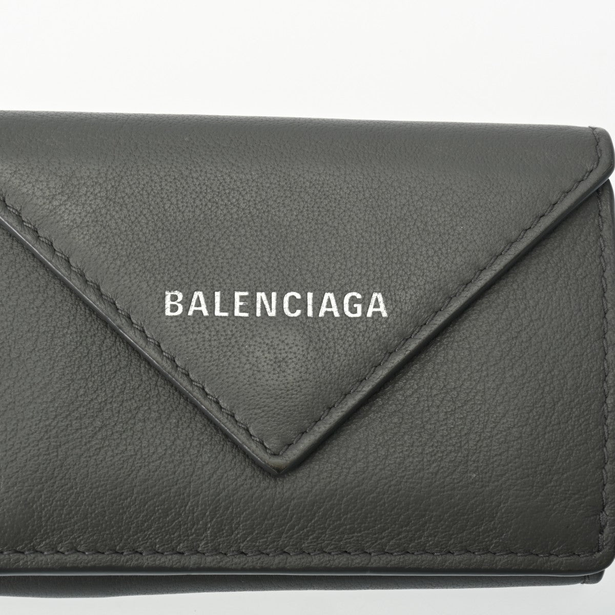 バレンシアガペーパー ミニ ウォレット グレー ユニセックス レザー 三