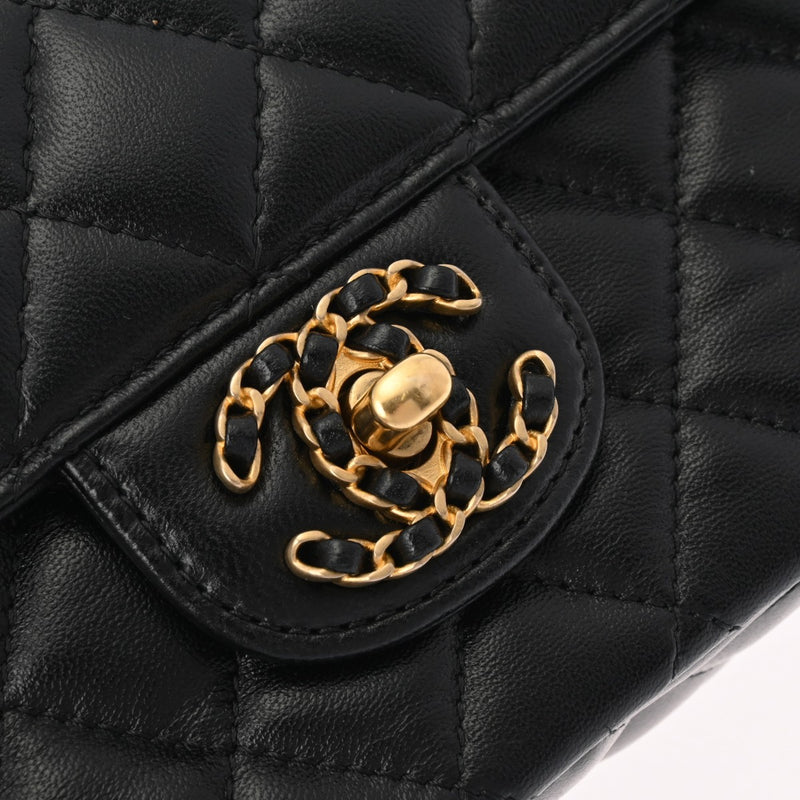 CHANEL シャネル マトラッセ トップハンドル フラップバッグ 黒 ゴールド金具 AS4530 レディース ラムスキン ショルダーバッグ Aランク 中古 銀蔵