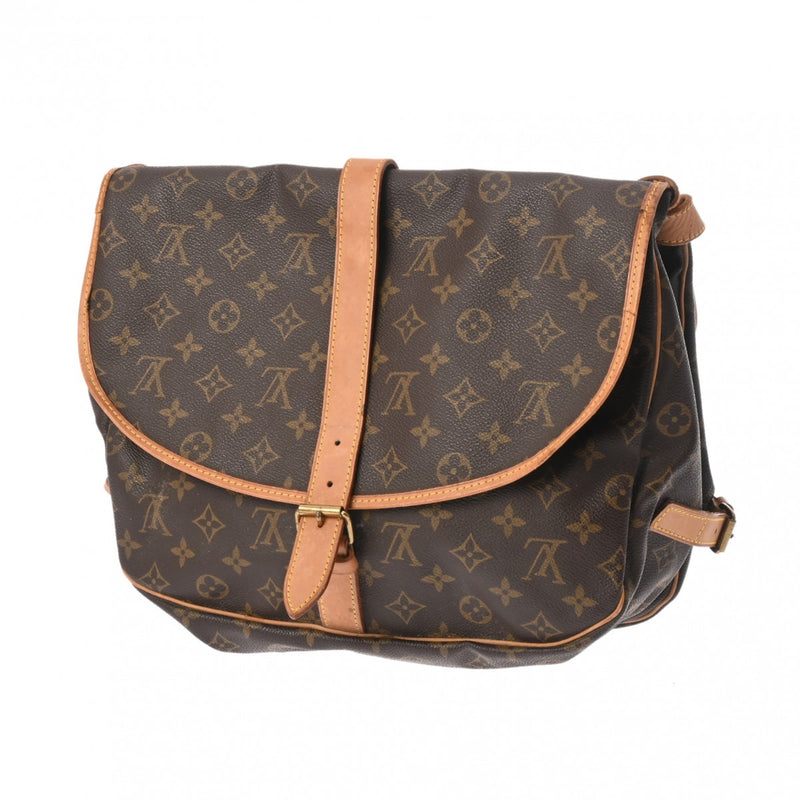 LOUIS VUITTON ルイヴィトン モノグラム ソミュール 35 ブラウン M42254 レディース モノグラムキャンバス ショルダーバッグ Bランク 中古 銀蔵