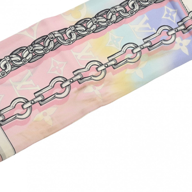 LOUIS VUITTON ルイヴィトン バンドー コンフィデンシャル LVエスカル ピンク M76186 レディース シルク100％ スカーフ Bランク 中古 銀蔵