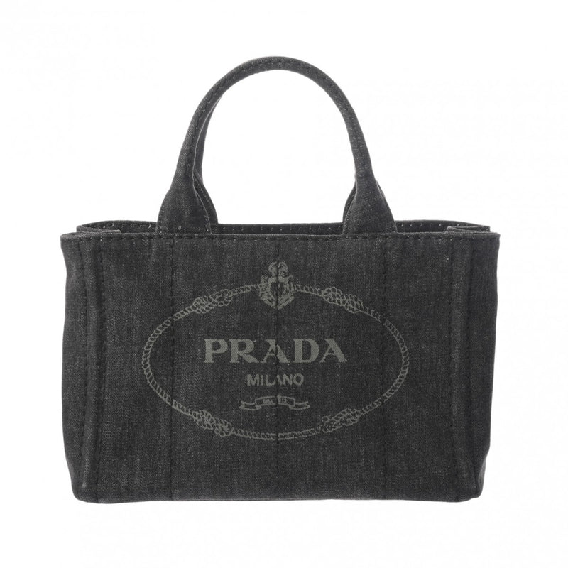 PRADA プラダ カナパ ミニトート 2WAY ブラック B2439G レディース デニム ハンドバッグ Aランク 中古 銀蔵