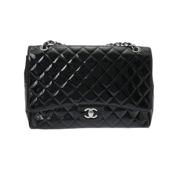 CHANEL シャネル マトラッセ チェーンショルダー 30cm 黒 レディース エナメル ショルダーバッグ Bランク 中古 銀蔵