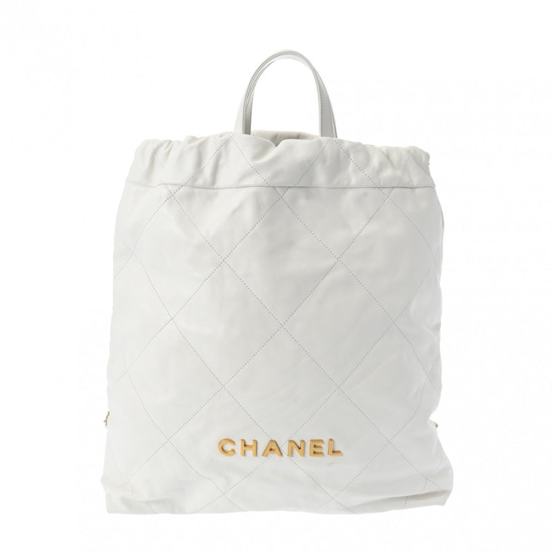 CHANEL シャネル シャネル 22 ラージ バックパック  ホワイト AS3313 レディース カーフ リュック・デイパック Aランク 中古 銀蔵