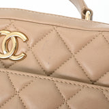 CHANEL シャネル マトラッセ トレンディCC 2WAY ボーリングバッグ ベージュ レディース ラムスキン ショルダーバッグ Aランク 中古 銀蔵