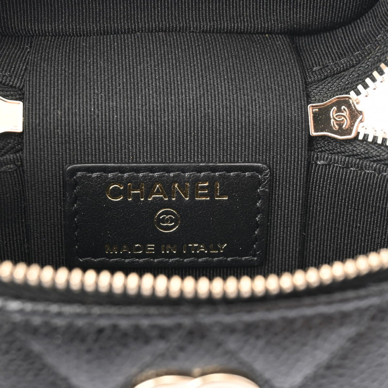 CHANEL シャネル マトラッセ スモール バニティケース チェーンショルダー ブラック レディース キャビアスキン ショルダーバッグ Aランク 中古 銀蔵