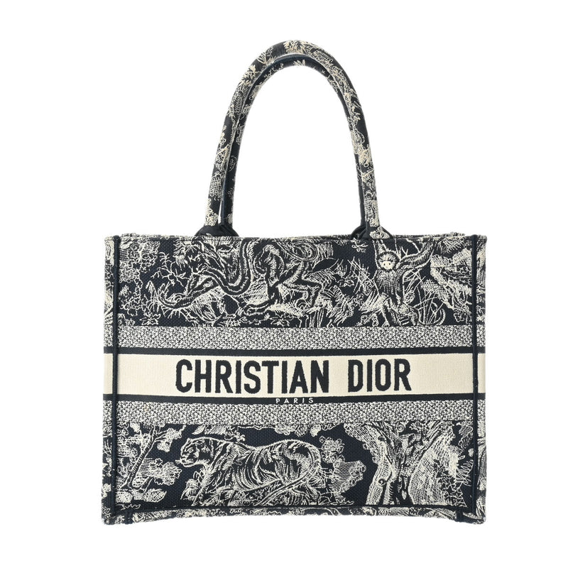 CHRISTIAN DIOR クリスチャンディオール ブックトート ミディアム  ネイビー/ベージュ M1296ZTDT レディース ジャガード ハンドバッグ ABランク 中古 銀蔵