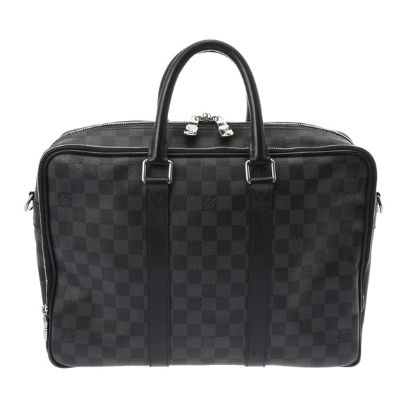 LOUIS VUITTON ルイヴィトン ダミエグラフィット イカール 黒 N40007 メンズ ダミエグラフィットキャンバス ビジネスバッグ Bランク 中古 銀蔵