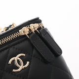 CHANEL シャネル マトラッセ ミニ バニティ フェイクパール チェーンショルダー ブラック レディース ラムスキン ショルダーバッグ Aランク 中古 銀蔵