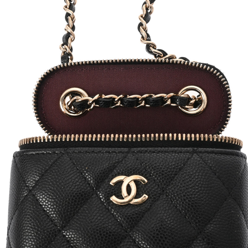 CHANEL シャネル マトラッセ スモール バニティ チェーンショルダー ブラック AP2195 レディース キャビアスキン ショルダーバッグ Aランク 中古 銀蔵