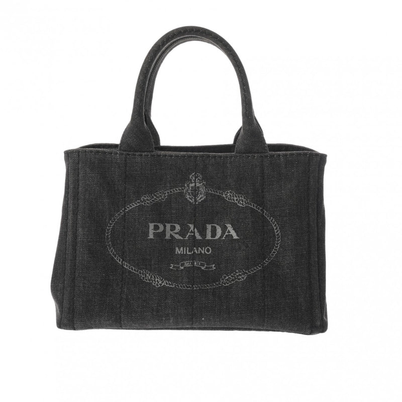 PRADA プラダ カナパ ミニ ブラック 1BG439 レディース デニム ハンドバッグ ABランク 中古 銀蔵