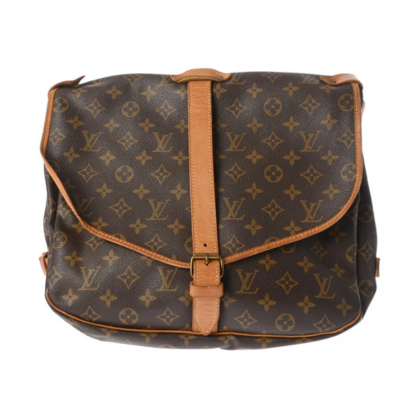 LOUIS VUITTON ルイヴィトン モノグラム ソミュール 35 ブラウン M42254 ユニセックス モノグラムキャンバス ショルダーバッグ Bランク 中古 銀蔵