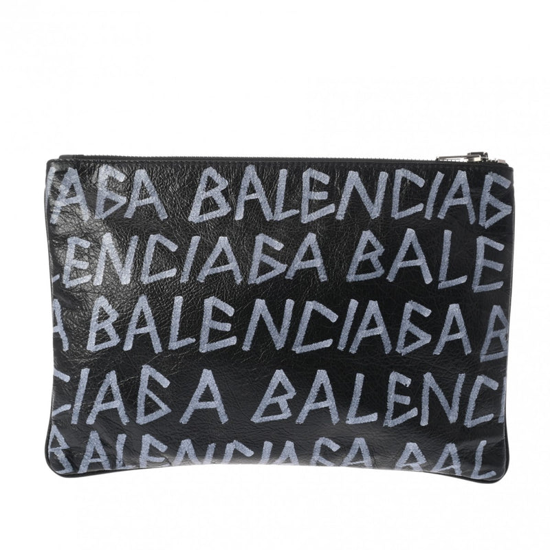 BALENCIAGA バレンシアガ キャリークリップ M グラフィティ ブラック 535532 ユニセックス カーフ クラッチバッグ Aランク 中古 銀蔵