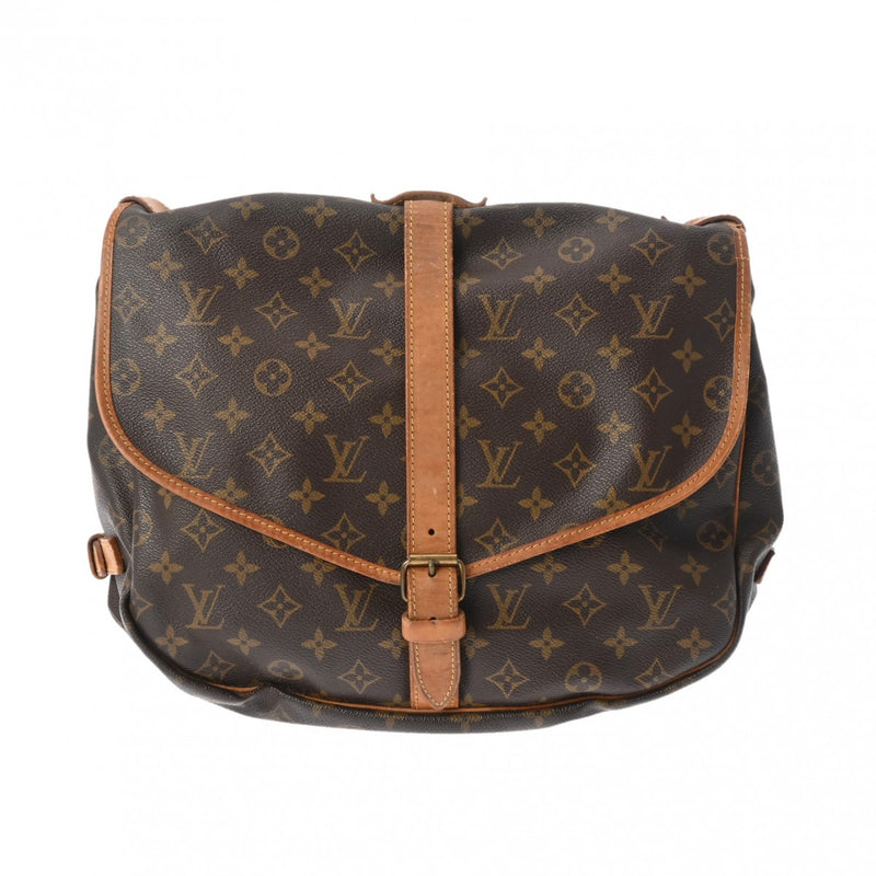 LOUIS VUITTON ルイヴィトン モノグラム ソミュール 35 ブラウン M42254 レディース モノグラムキャンバス ショルダーバッグ Cランク 中古 銀蔵