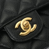 CHANEL シャネル マトラッセ チェーンショルダー Wフラップ 25cm ブラック A01112 レディース キャビアスキン ショルダーバッグ Aランク 中古 銀蔵